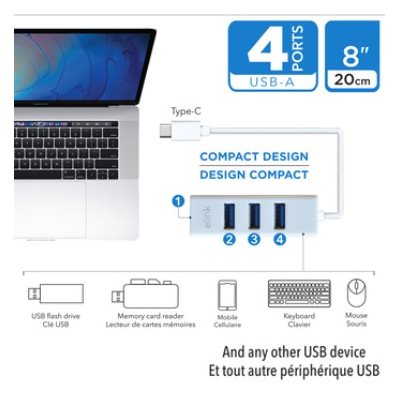 ELINK USB TYPE C TO 4 PORT USB A ADAPTER HUB