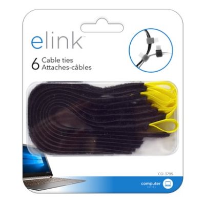 ELINK VELCRO CABLE TIES; 6 PACK
