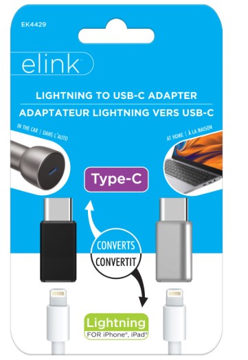 ELINK LIGHTNING TO USB C ADAPTER 2PK