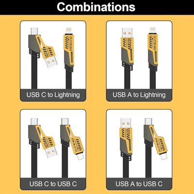 ELINK BOOST 3.3FT  4 IN 1 65W PD DUAL  USB A AND USB C CBL