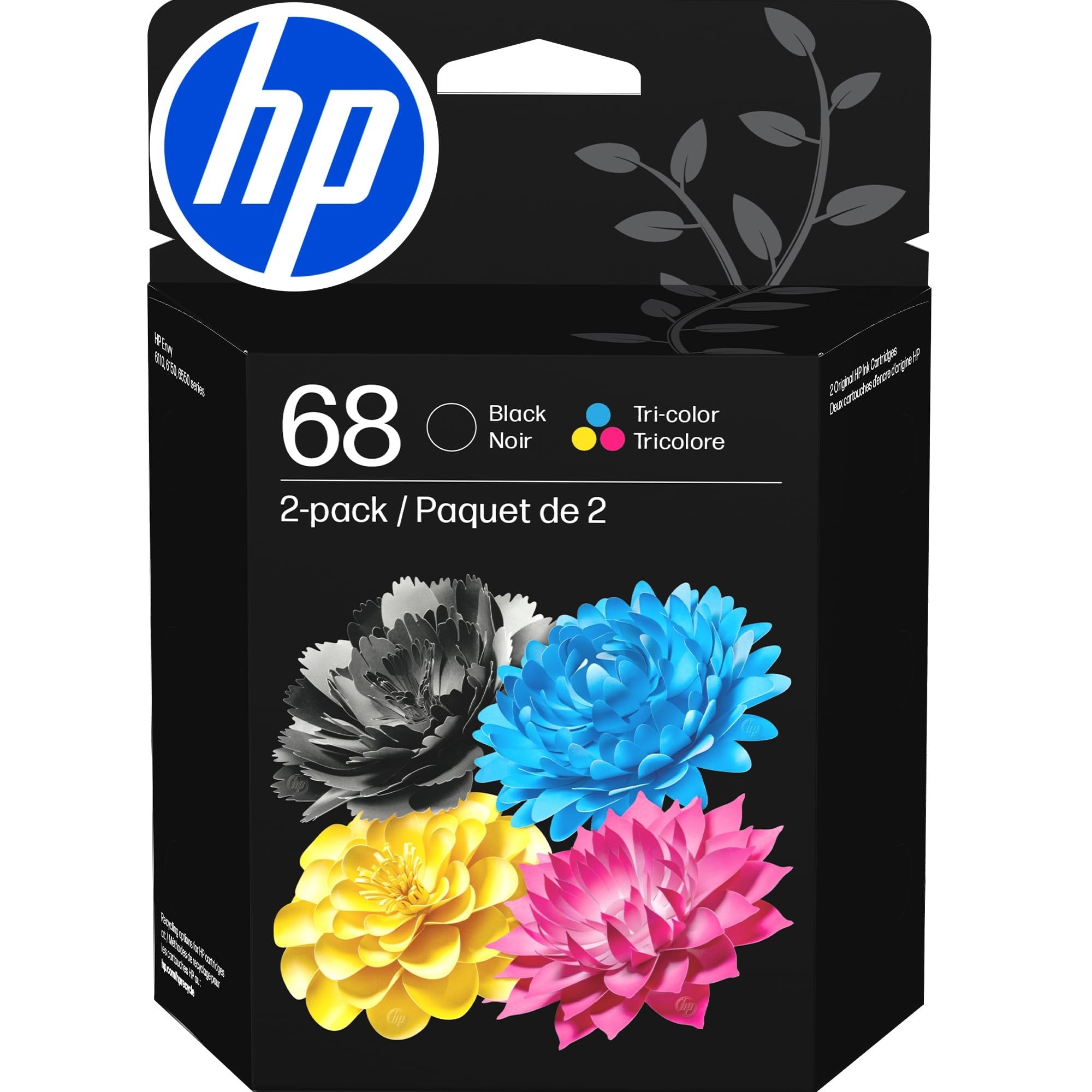 HP 68 LOT DE 2 CARTOUCHES D'ENCRE ORIGINALES NOIRE/COULEUR COMBINÉES