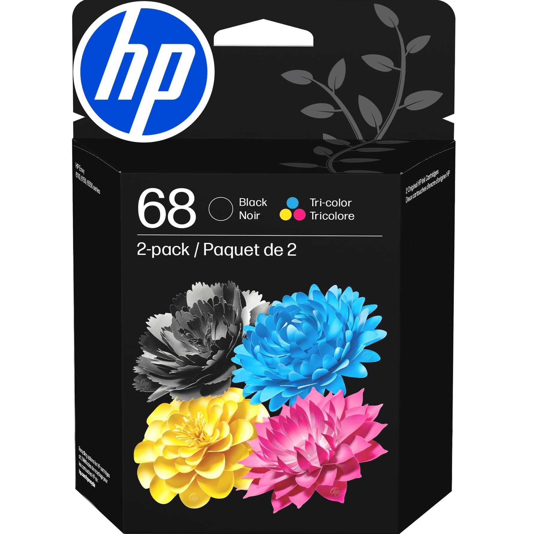 HP 68 LOT DE 2 CARTOUCHES D'ENCRE ORIGINALES NOIRE/COULEUR COMBINÉES
