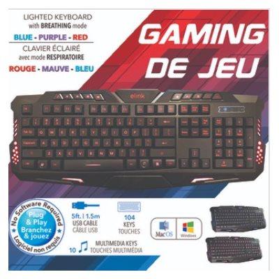 ELINK PURPLE/BLUE/RED LED BREATHING BACKLIGHT KEYBOARD