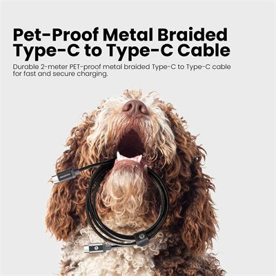 ROCKSTONE PET PROOF METAL BRAIDED TYPE C TO C CABLE 2M