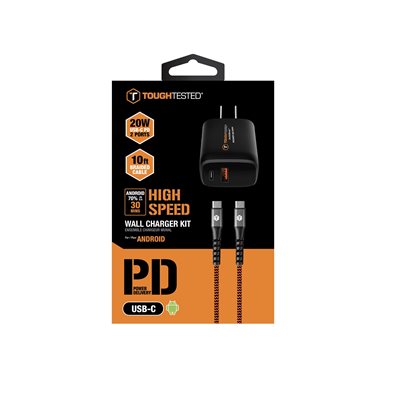 TOUGH TESTED 20W PD TYPE C CAR CHG KIT W 10FT USB C CABLE