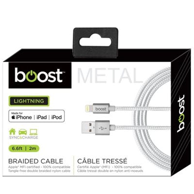 BOOST    USB>LIGHTNING METAL CABLE 2M