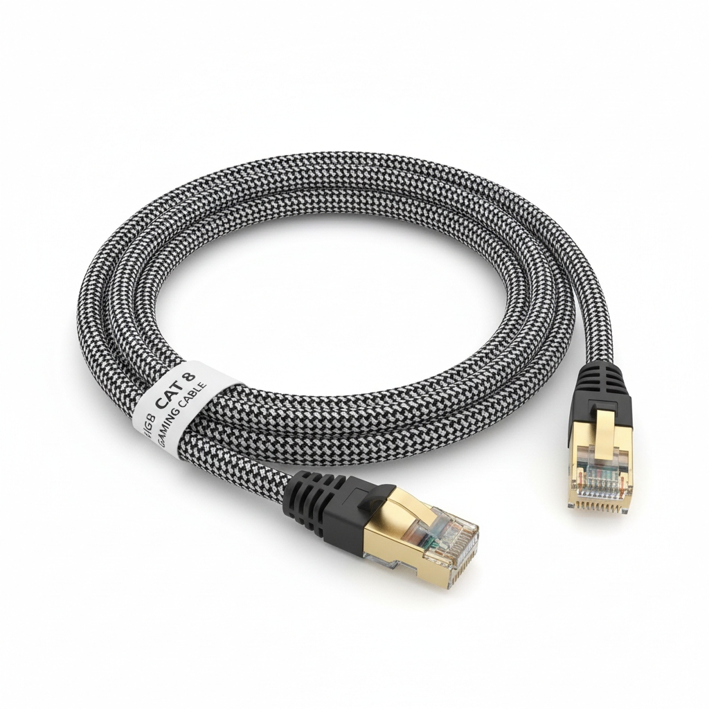 CAT 8 Black & White Braided Ethernet Cable