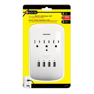 ELINK Wall surge protector 3 electric outputs