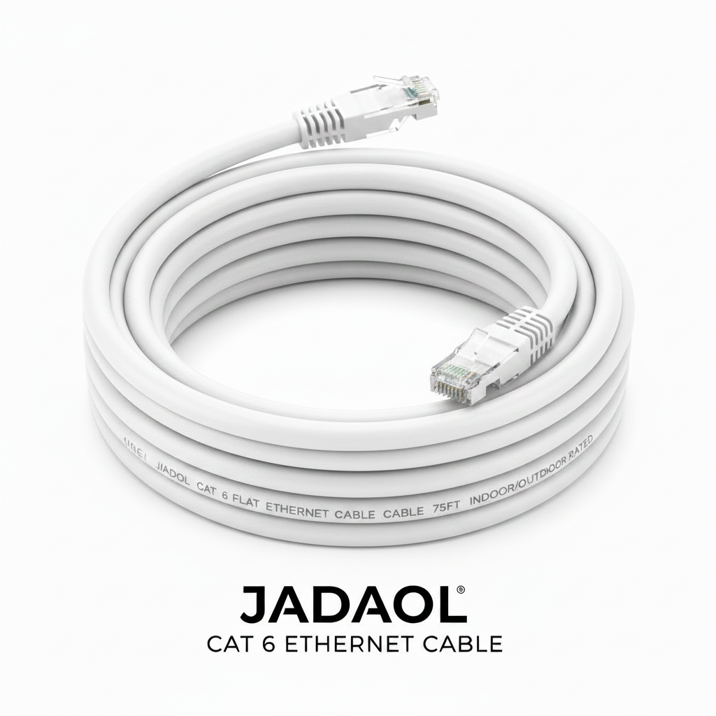Jadaol Cat 6 White Flat Ethernet Cable