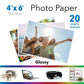 Papier photo brillant Elink 4 x 6, 20 feuilles, Ph 20G
