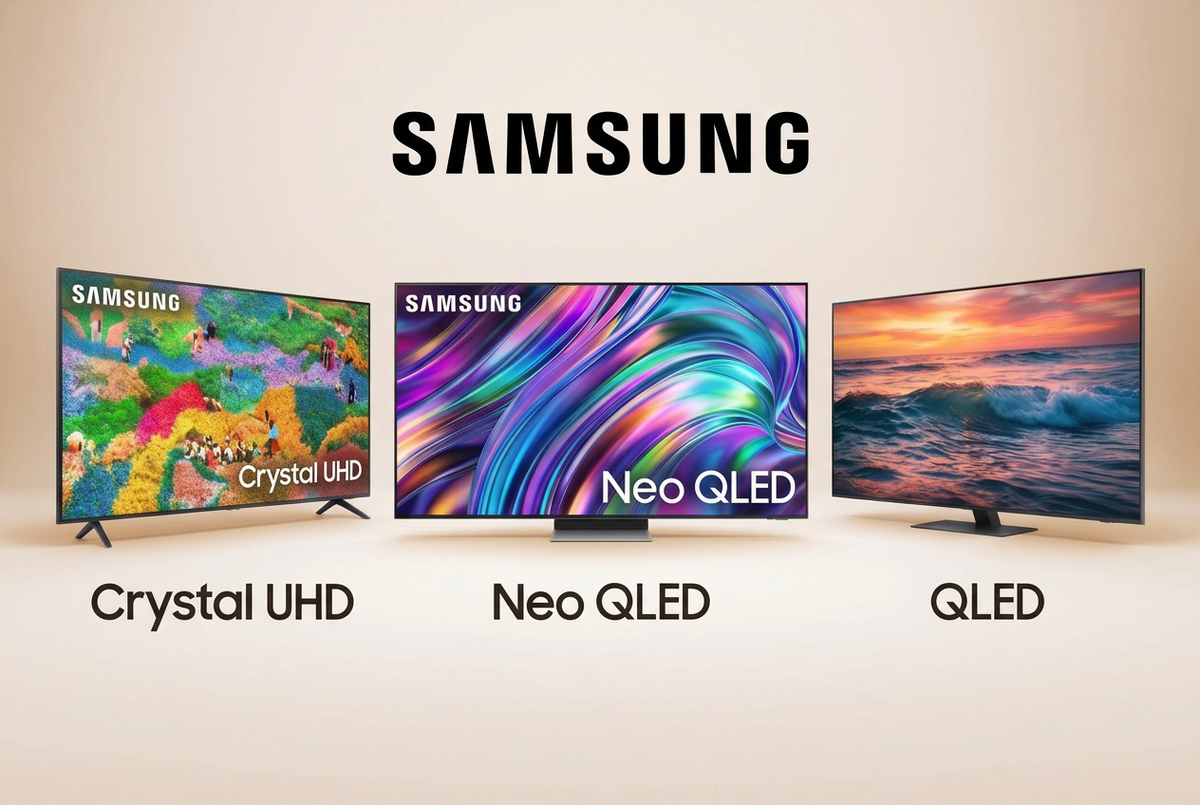 Samsung television promotion with black wordmark